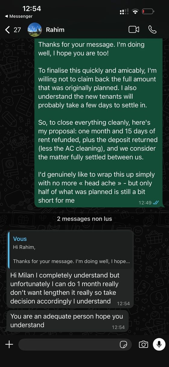 Conversation WhatsApp avec Rahim à 12:54
