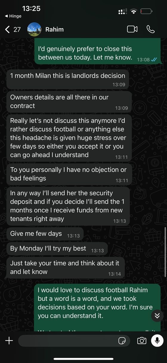 Conversation WhatsApp avec Rahim à 13:25